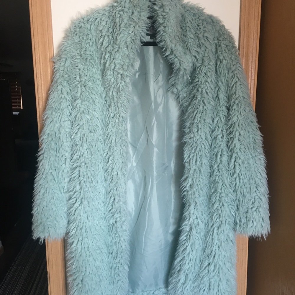 Wild Fable Long blue faux fur Sherpa coat